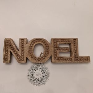 Noel wood sign made in India NWT